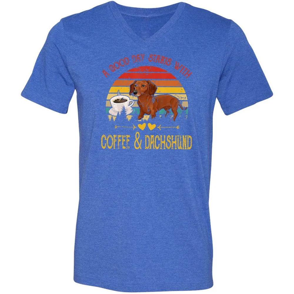 Unisex V-Neck T-Shirt - Y6U5B1AL - Heather True Royal - 14
