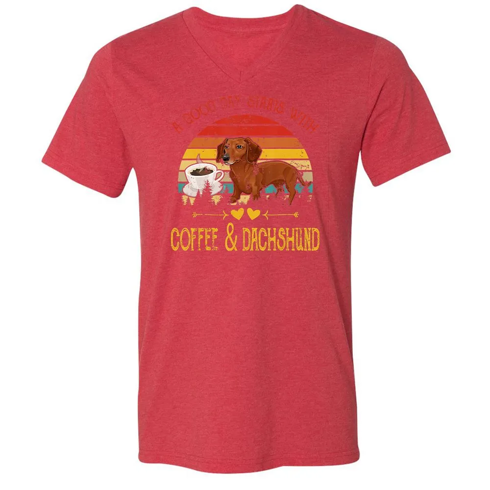 Unisex V-Neck T-Shirt - Y6U5B1AL - Heather Red - 16