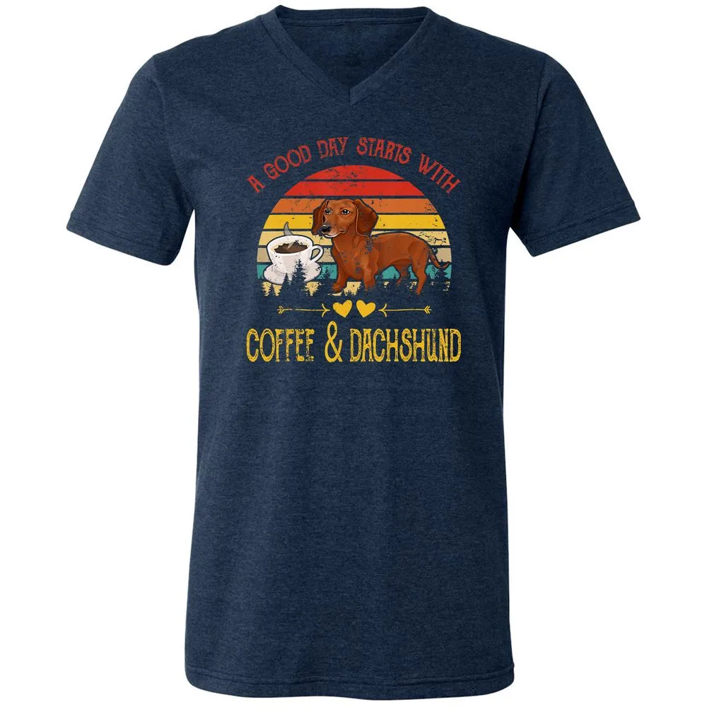 Unisex V-Neck T-Shirt - Y6U5B1AL - Heather Navy - 15