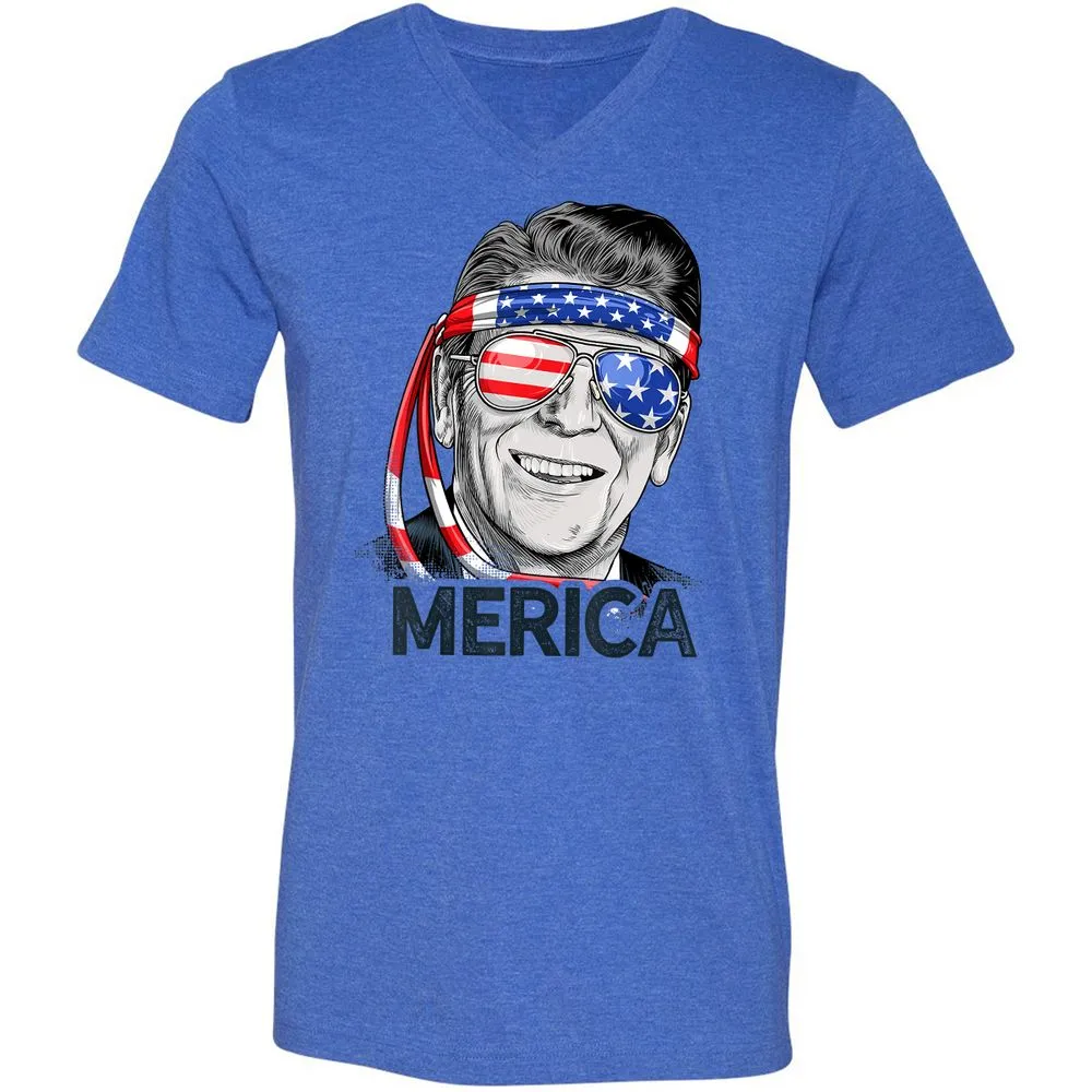 Unisex V-Neck T-Shirt - L1X8JY6Y - Heather True Royal - 14