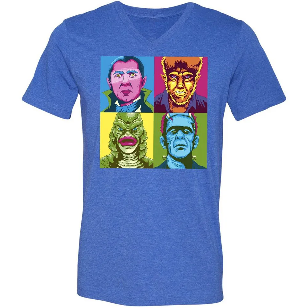 Unisex V-Neck T-Shirt - ZRGXUVQ5 - Heather True Royal - 14