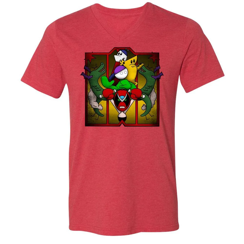 Unisex V-Neck T-Shirt - BMNHNG8F - Heather Red - 16