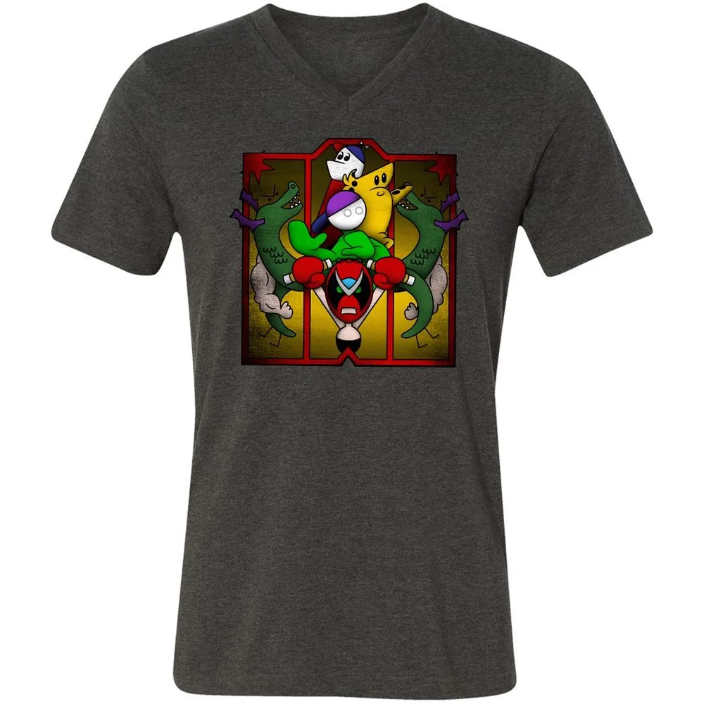 Unisex V-Neck T-Shirt - BMNHNG8F - Dark Grey Heather - 8