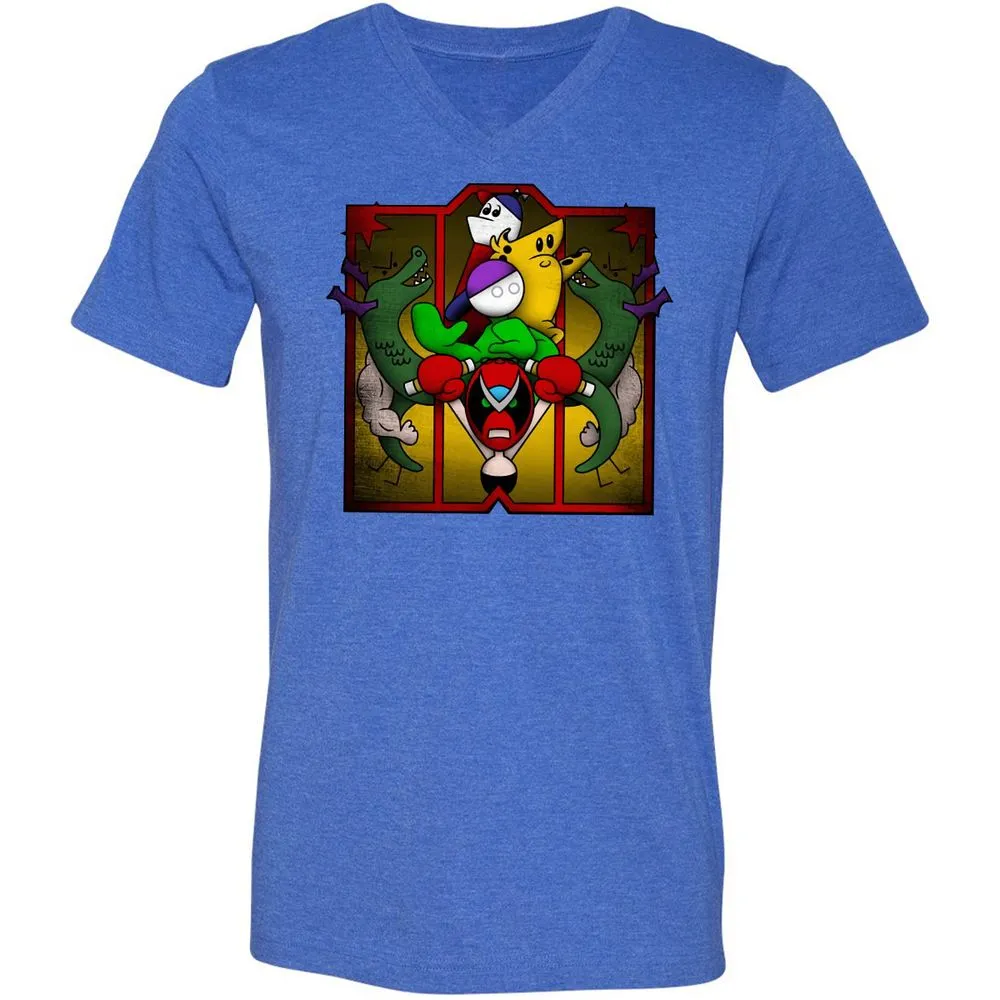 Unisex V-Neck T-Shirt - BMNHNG8F - Heather True Royal - 14