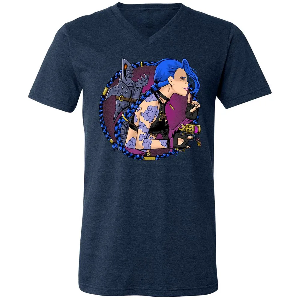 Unisex V-Neck T-Shirt - JU1JJMX5 - Heather Navy - 15