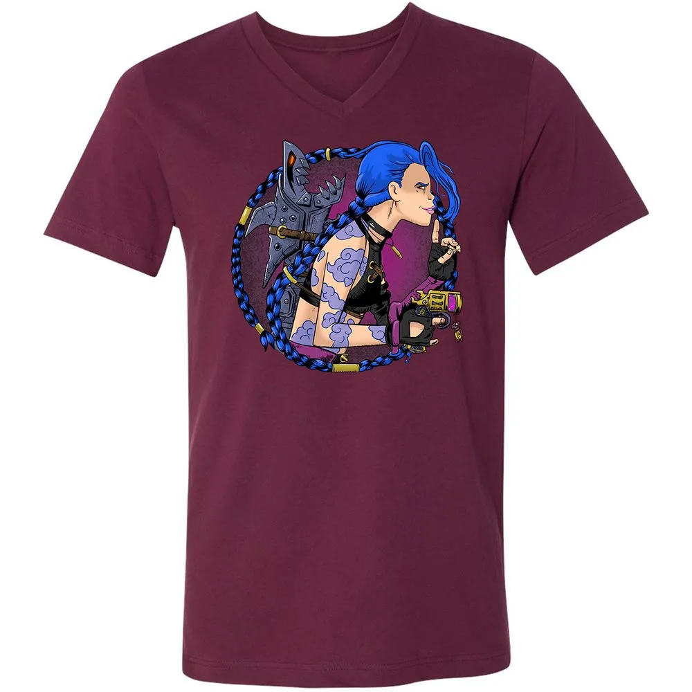 Unisex V-Neck T-Shirt - JU1JJMX5 - Maroon - 6