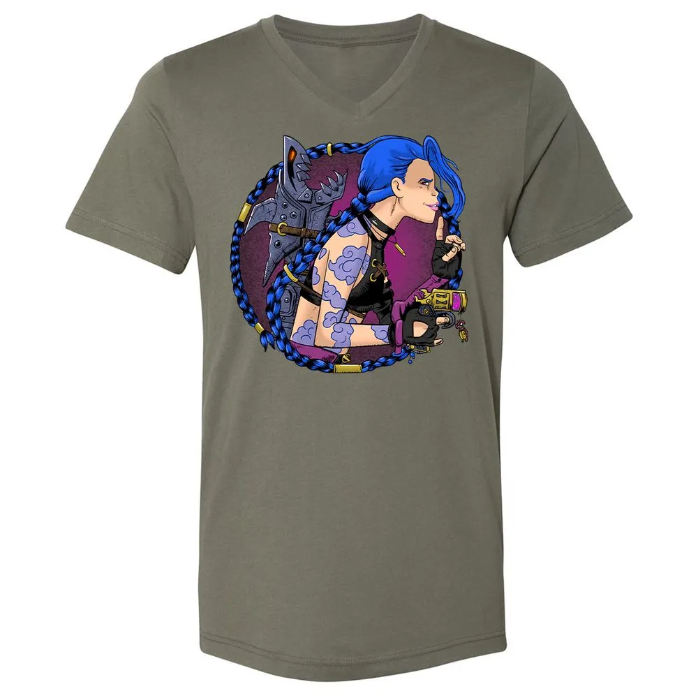Unisex V-Neck T-Shirt - JU1JJMX5 - Military Green - 10