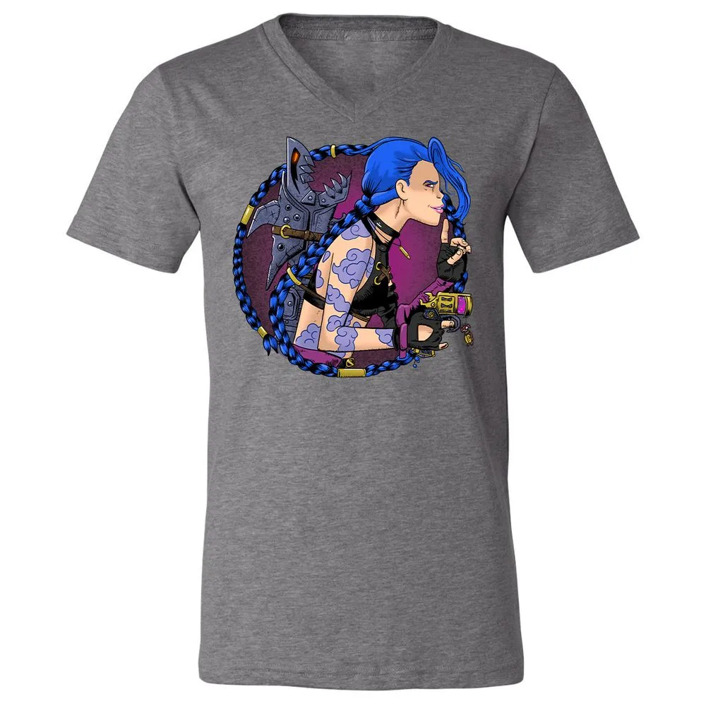 Unisex V-Neck T-Shirt - JU1JJMX5 - Deep Heather - 13