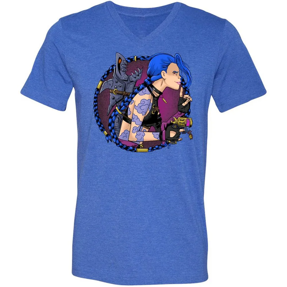 Unisex V-Neck T-Shirt - JU1JJMX5 - Heather True Royal - 14