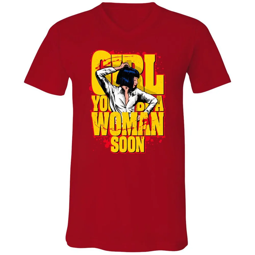 Unisex V-Neck T-Shirt - SUD4LK2M - Red - 3