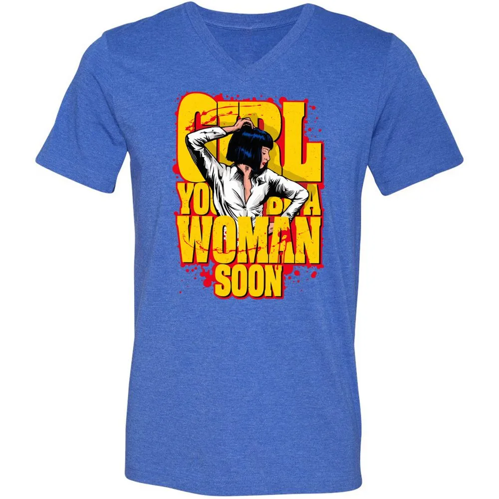 Unisex V-Neck T-Shirt - SUD4LK2M - Heather True Royal - 14