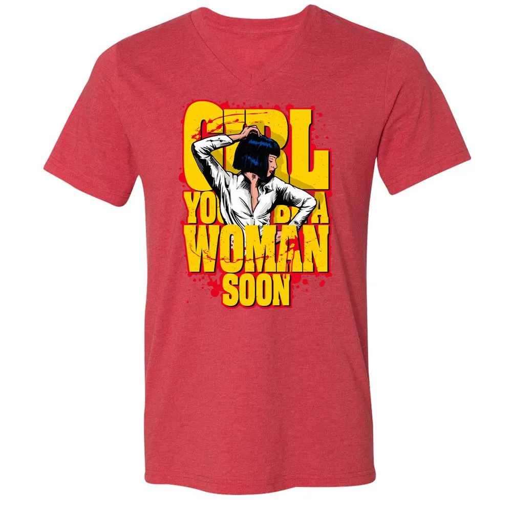 Unisex V-Neck T-Shirt - SUD4LK2M - Heather Red - 16