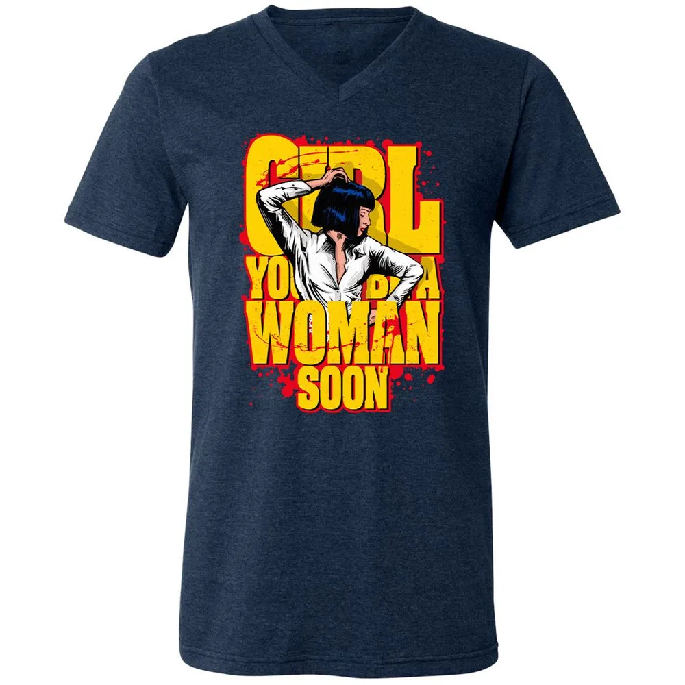Unisex V-Neck T-Shirt - SUD4LK2M - Heather Navy - 15