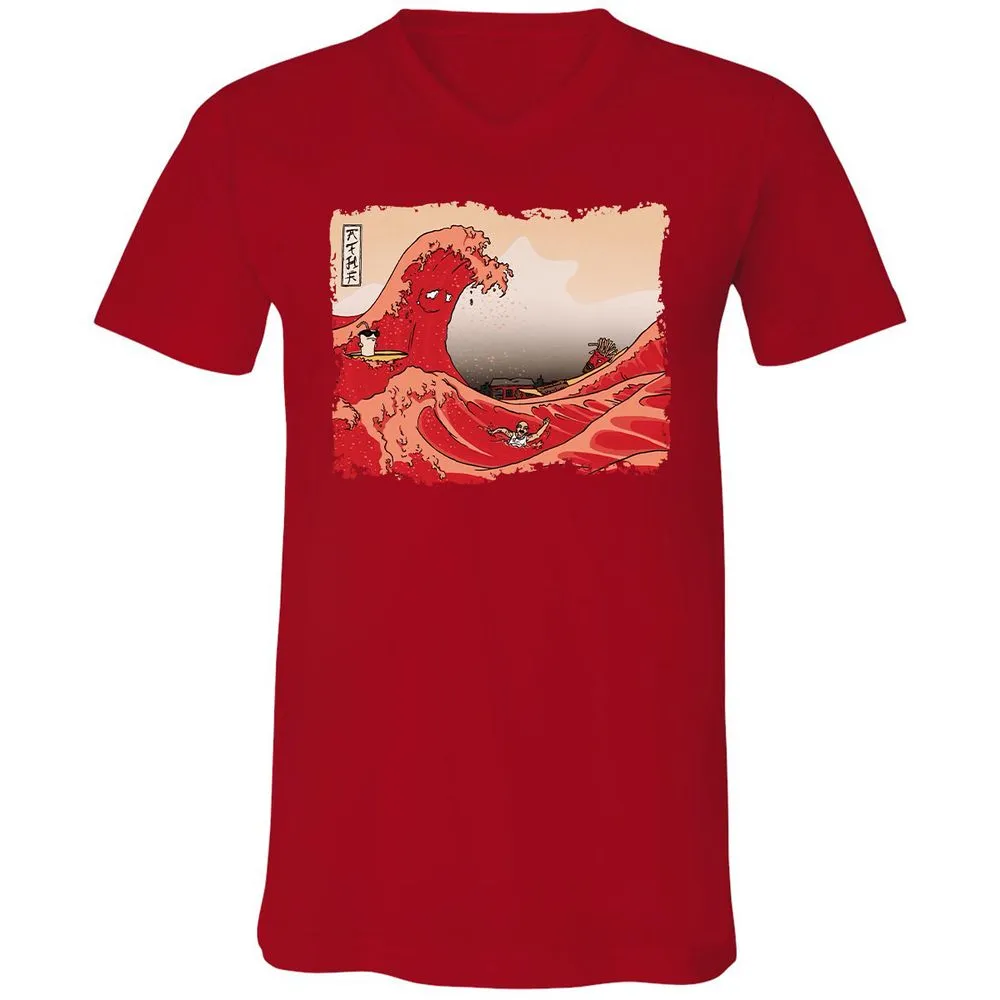 Unisex V-Neck T-Shirt - M1HUX3V8 - Red - 3