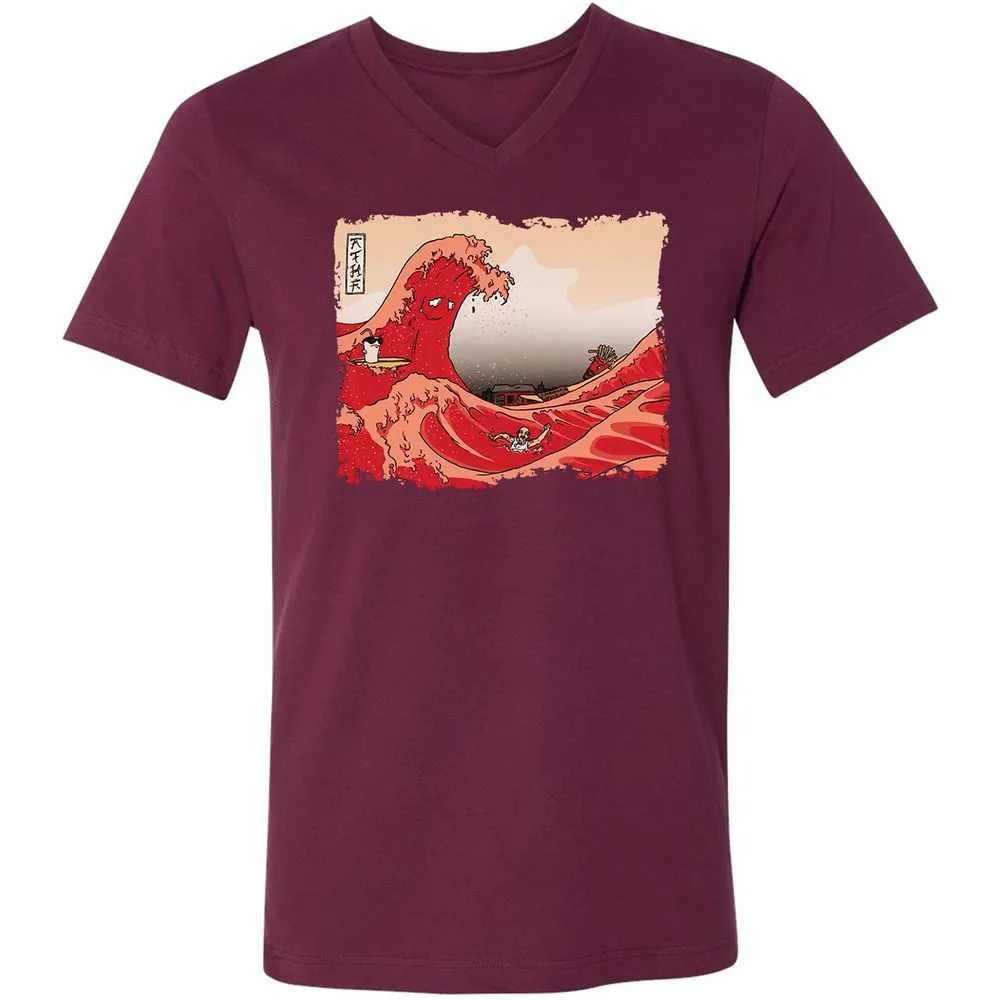 Unisex V-Neck T-Shirt - M1HUX3V8 - Maroon - 6