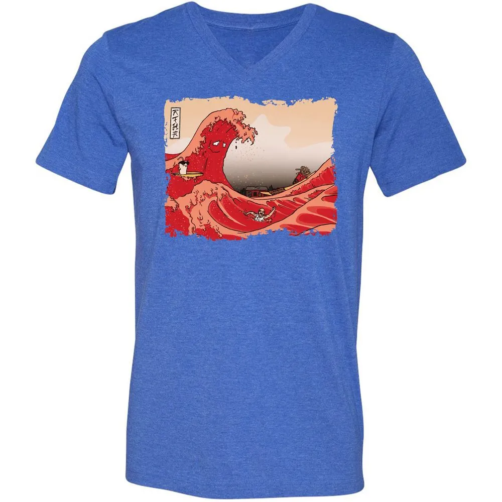 Unisex V-Neck T-Shirt - M1HUX3V8 - Heather True Royal - 14