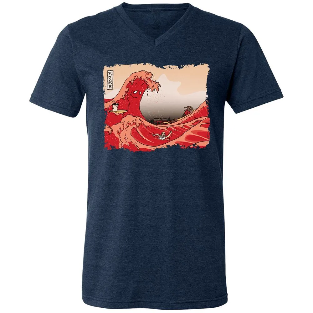 Unisex V-Neck T-Shirt - M1HUX3V8 - Heather Navy - 15