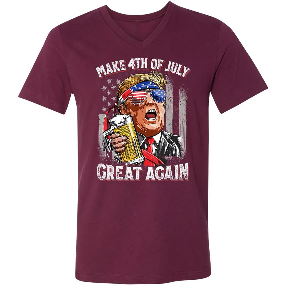 Unisex V-Neck T-Shirt - 76F9U3NA - Maroon - 6