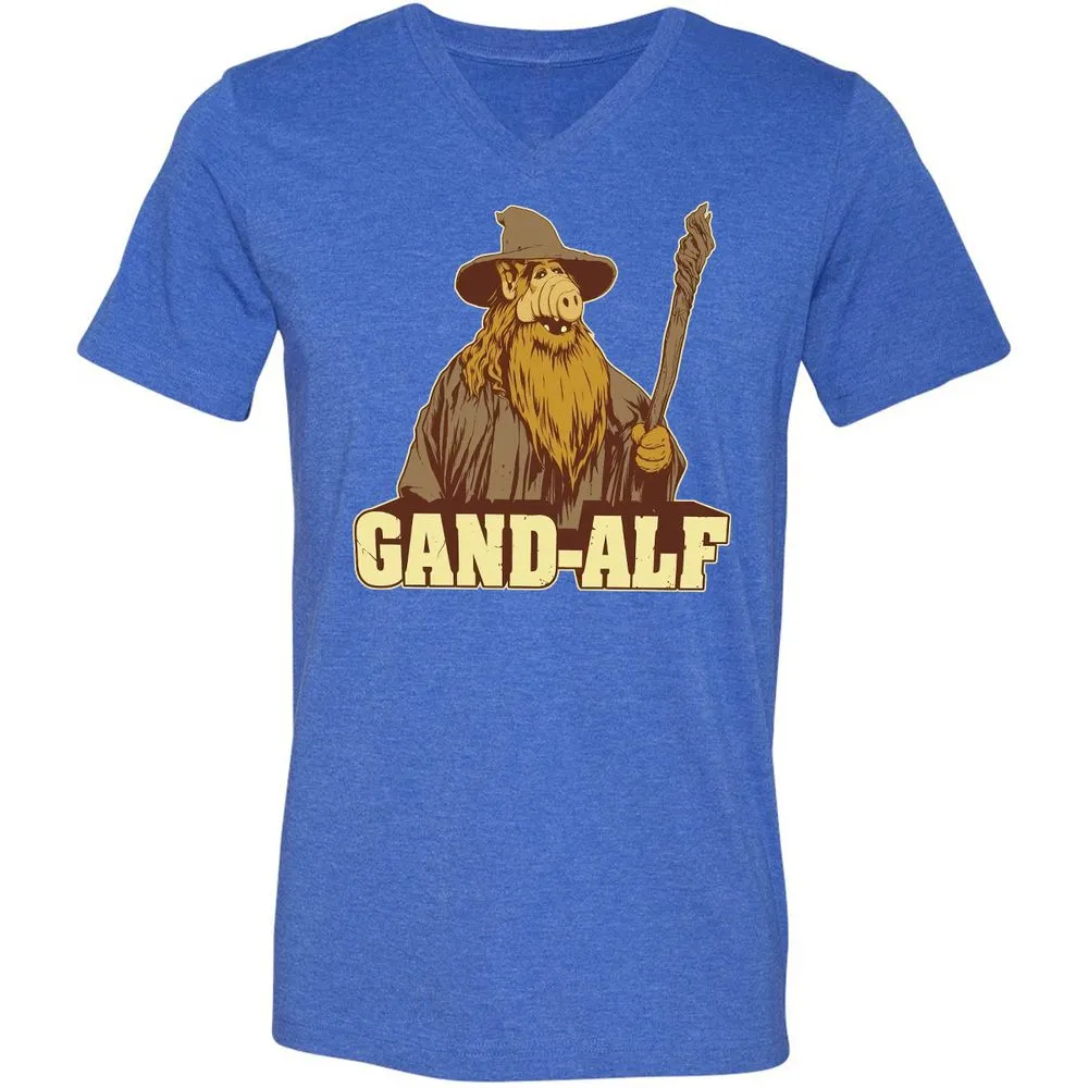 Unisex V-Neck T-Shirt - H9W4EZLQ - Heather True Royal - 14