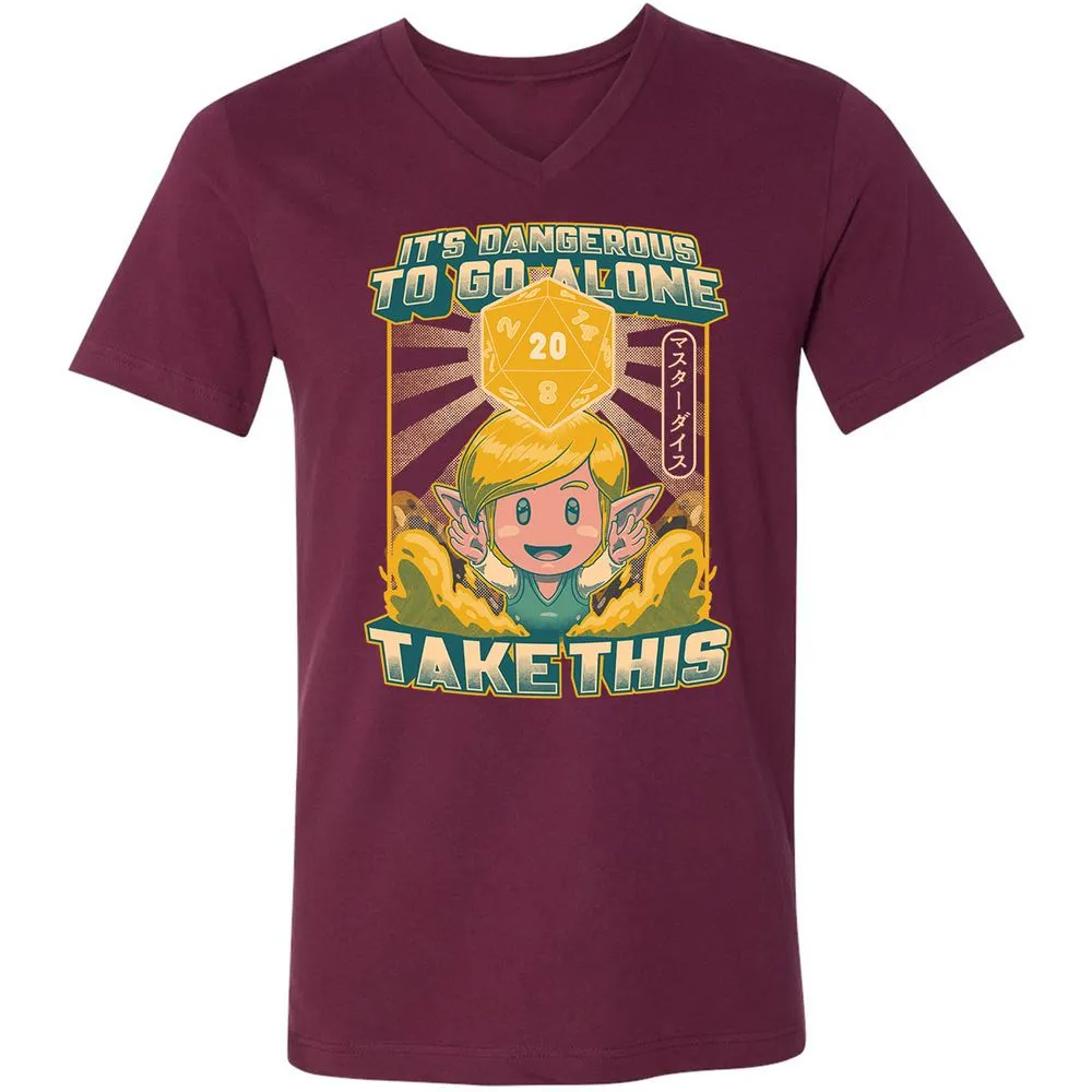 Unisex V-Neck T-Shirt - 8BF4HHJ8 - Maroon - 6