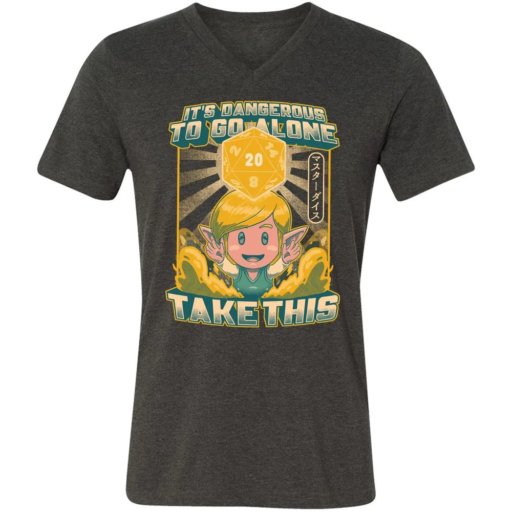 Unisex V-Neck T-Shirt - 8BF4HHJ8 - Dark Grey Heather - 8