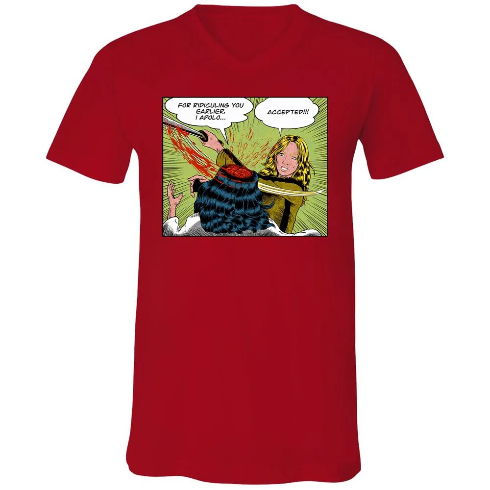 Unisex V-Neck T-Shirt - VNMTXBGW - Red - 3