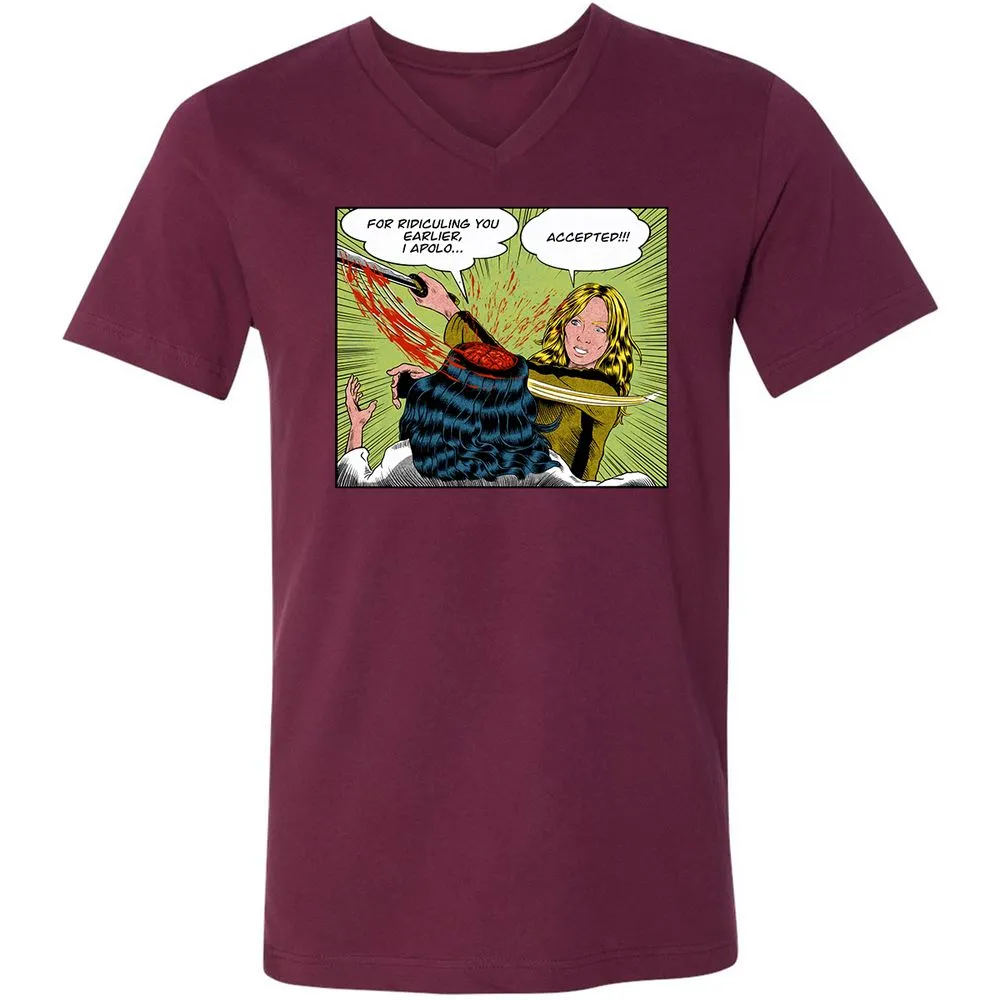 Unisex V-Neck T-Shirt - VNMTXBGW - Maroon - 6