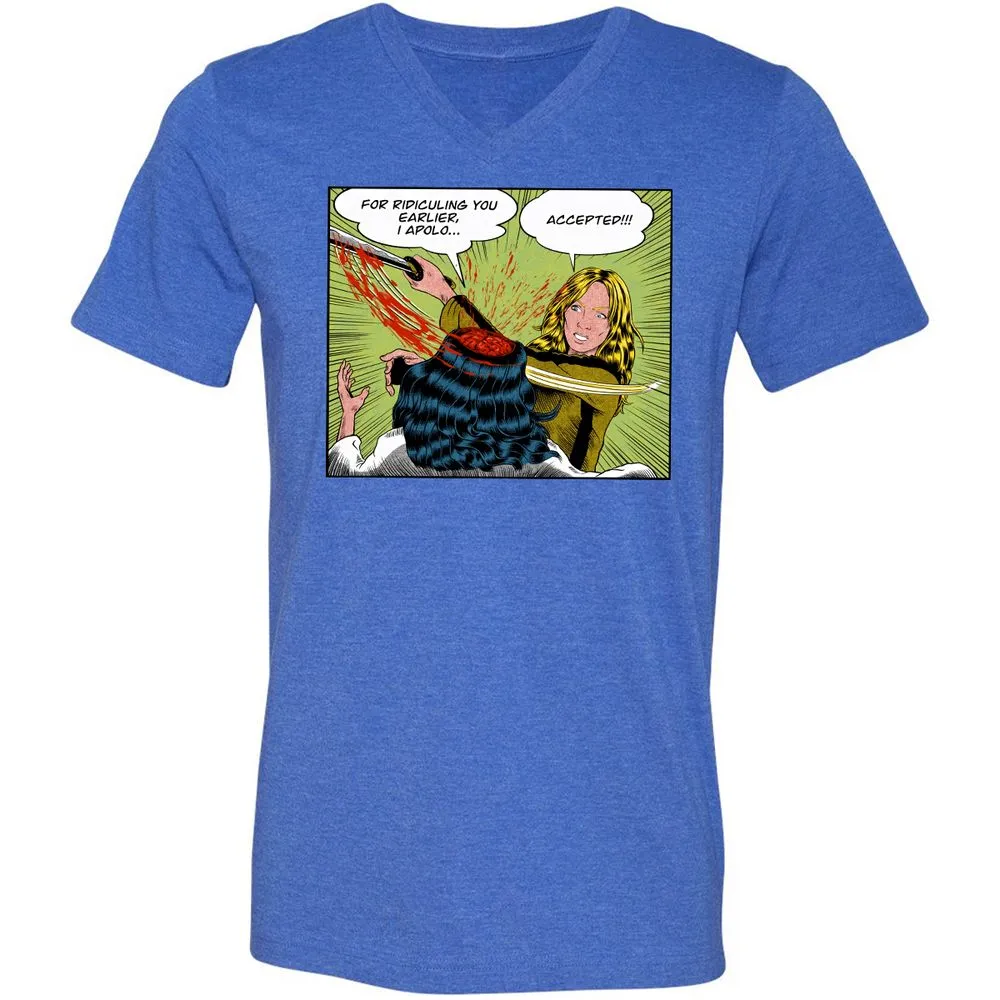 Unisex V-Neck T-Shirt - VNMTXBGW - Heather True Royal - 14