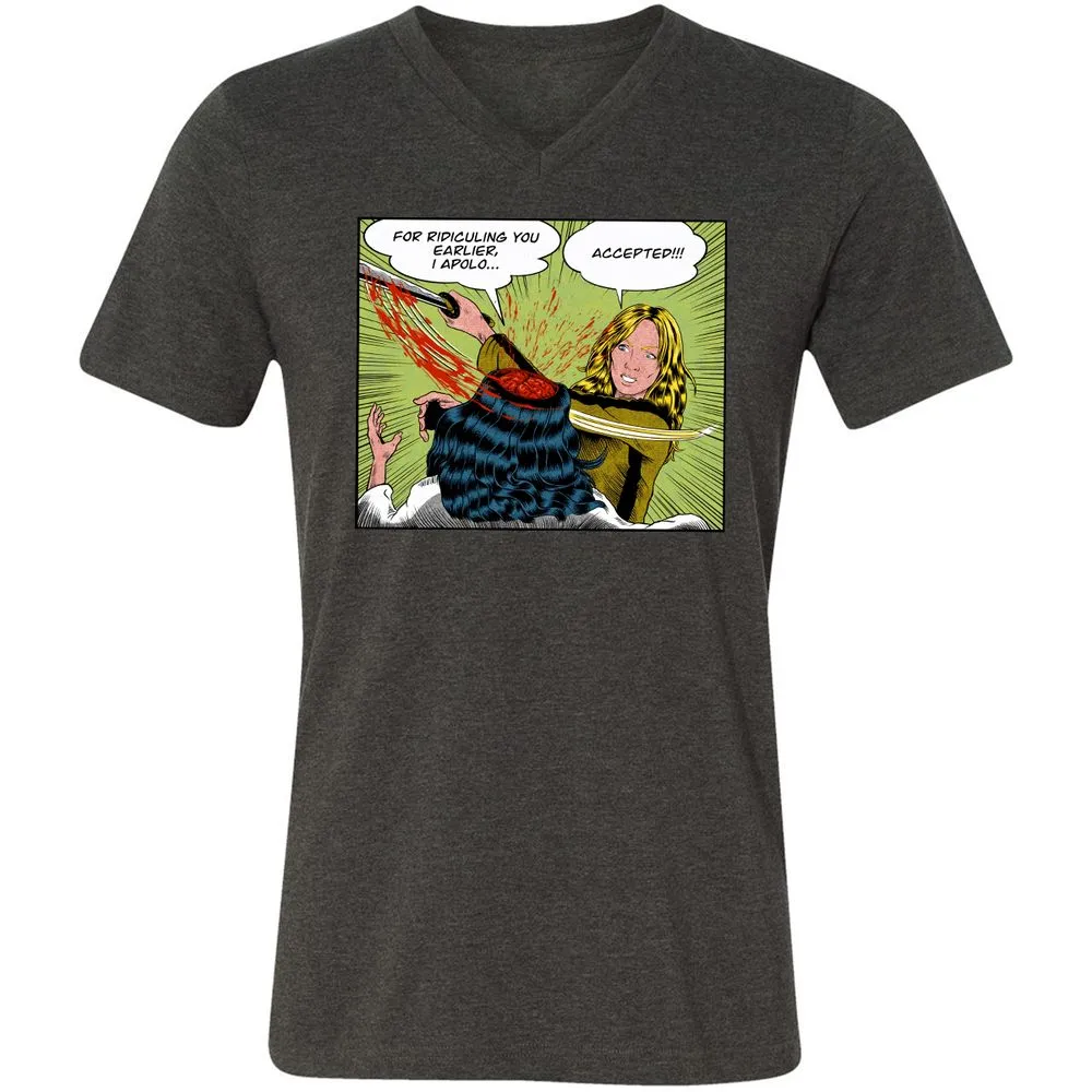 Unisex V-Neck T-Shirt - VNMTXBGW - Dark Grey Heather - 8