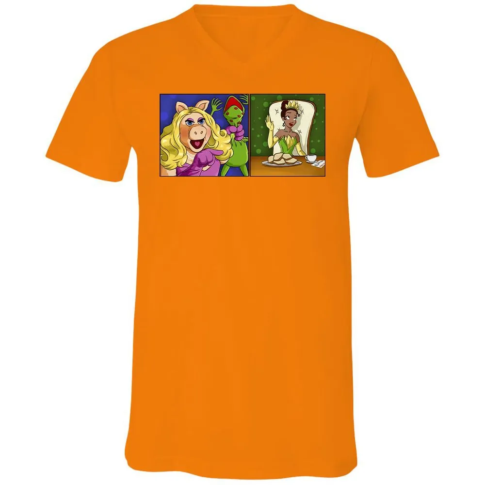 Unisex V-Neck T-Shirt - VQTRLJ47 - Orange - 11