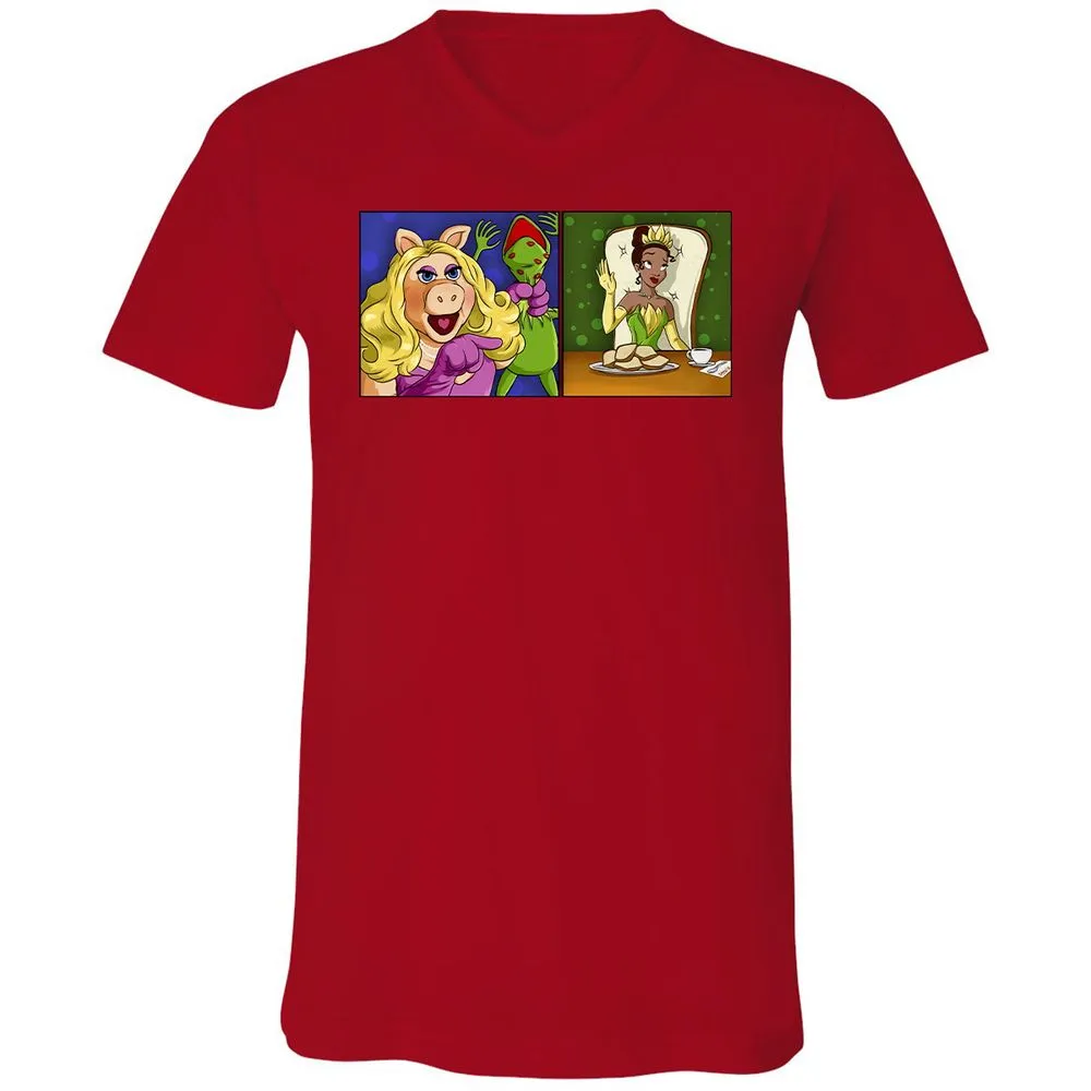 Unisex V-Neck T-Shirt - VQTRLJ47 - Red - 3
