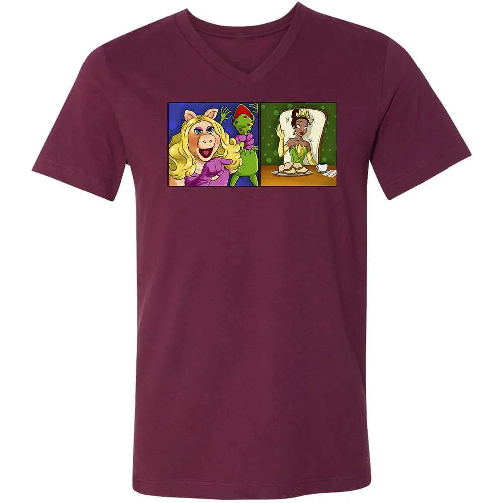 Unisex V-Neck T-Shirt - VQTRLJ47 - Maroon - 6