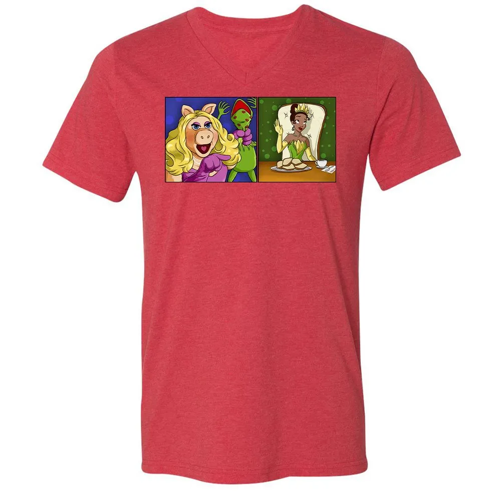 Unisex V-Neck T-Shirt - VQTRLJ47 - Heather Red - 16