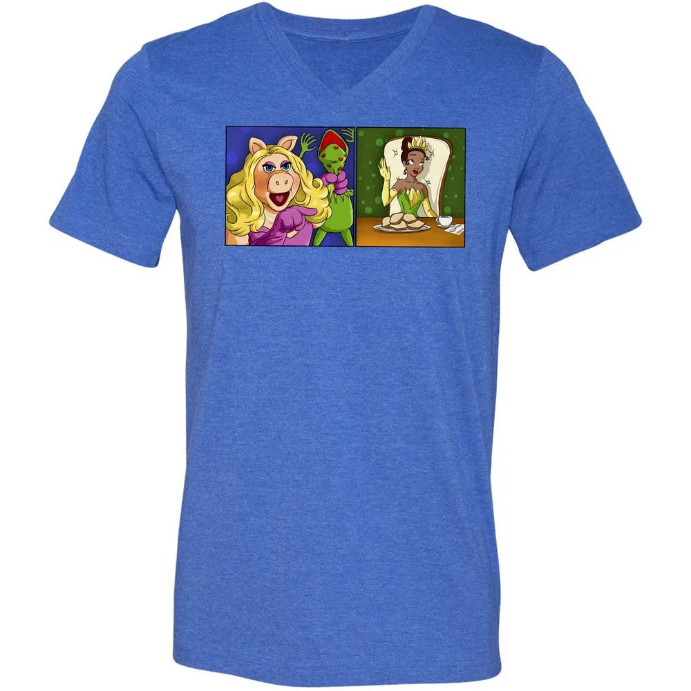 Unisex V-Neck T-Shirt - VQTRLJ47 - Heather True Royal - 14