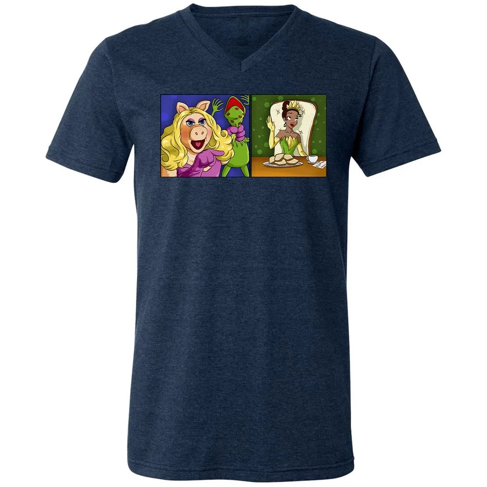 Unisex V-Neck T-Shirt - VQTRLJ47 - Heather Navy - 15