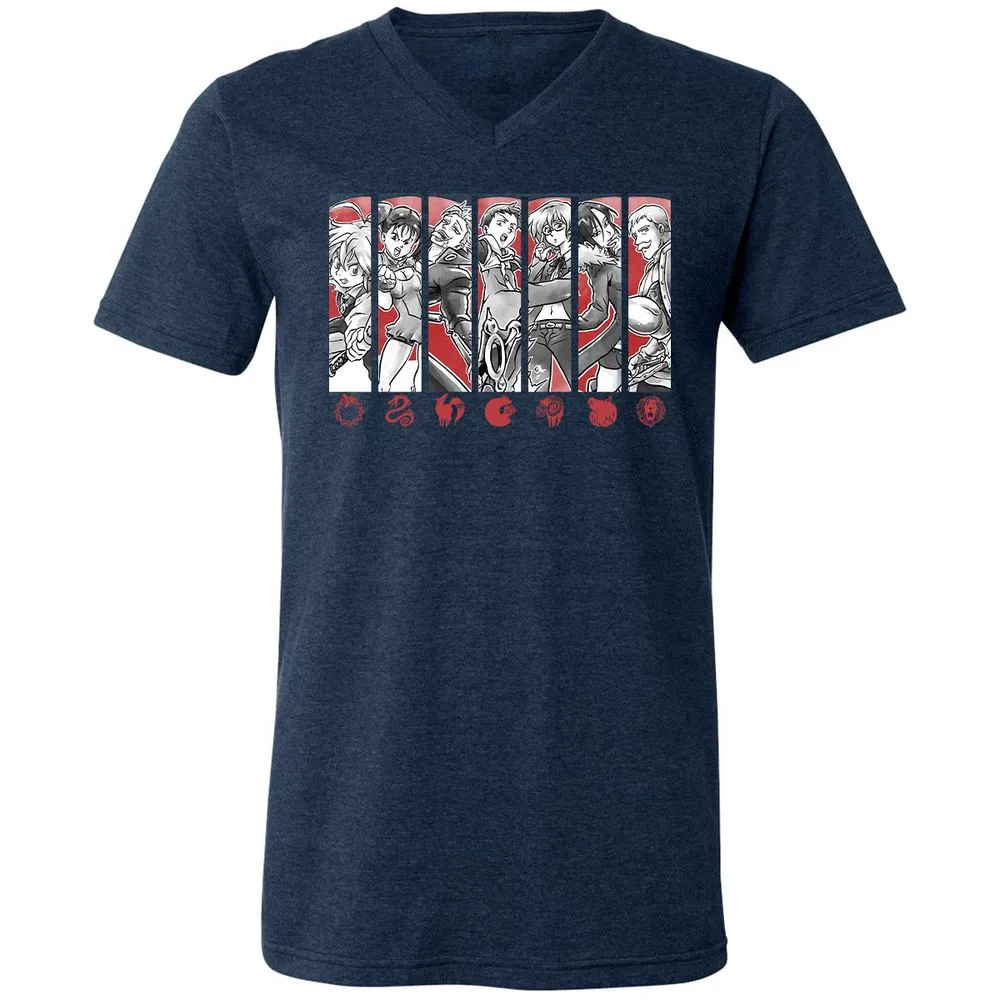 Unisex V-Neck T-Shirt - 5TF86N33 - Heather Navy - 15