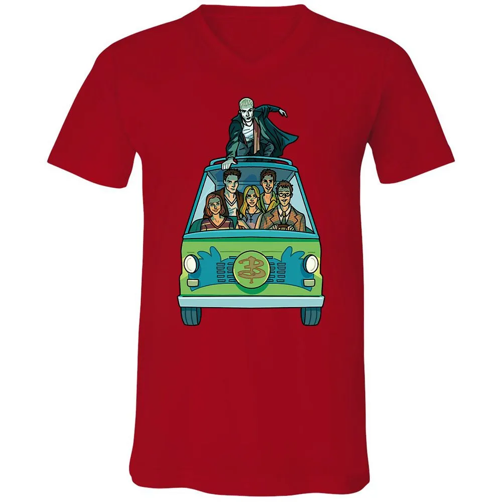 Unisex V-Neck T-Shirt - GWBPYJCQ - Red - 3