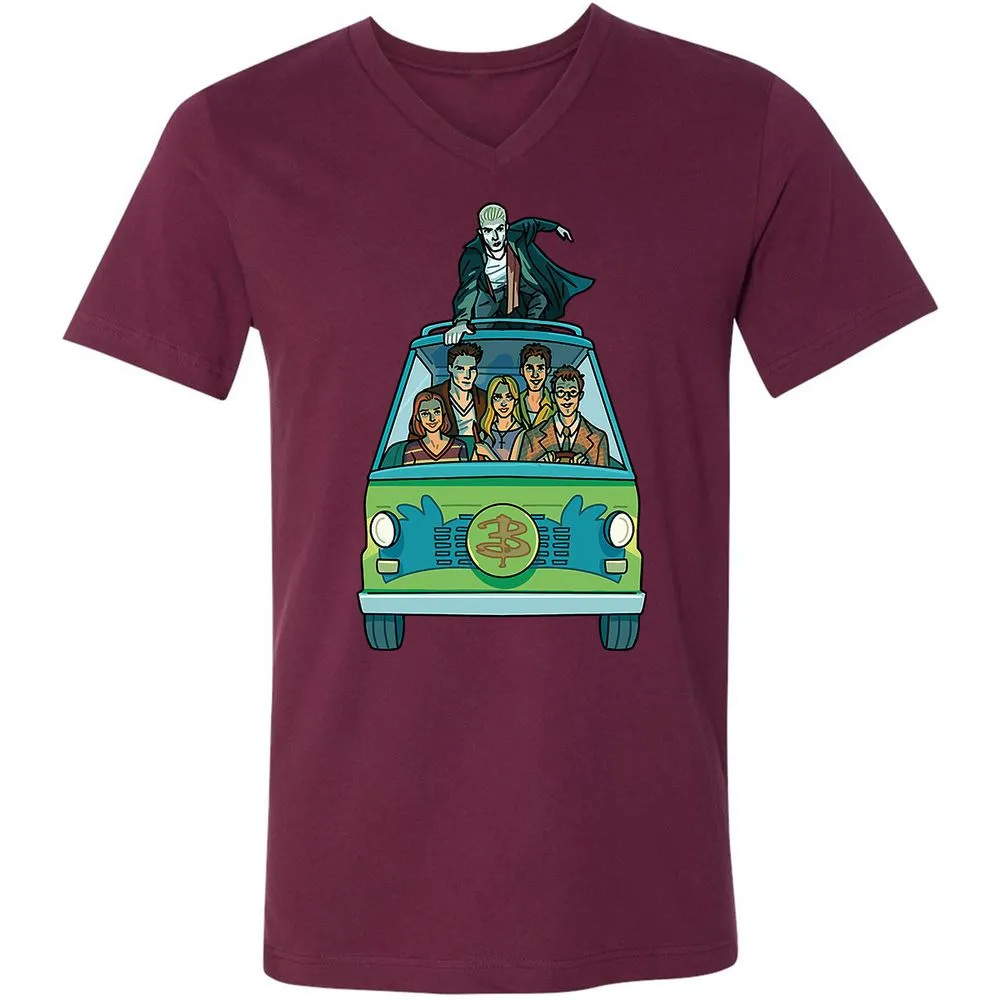 Unisex V-Neck T-Shirt - GWBPYJCQ - Maroon - 6