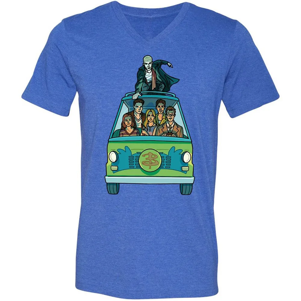 Unisex V-Neck T-Shirt - GWBPYJCQ - Heather True Royal - 14