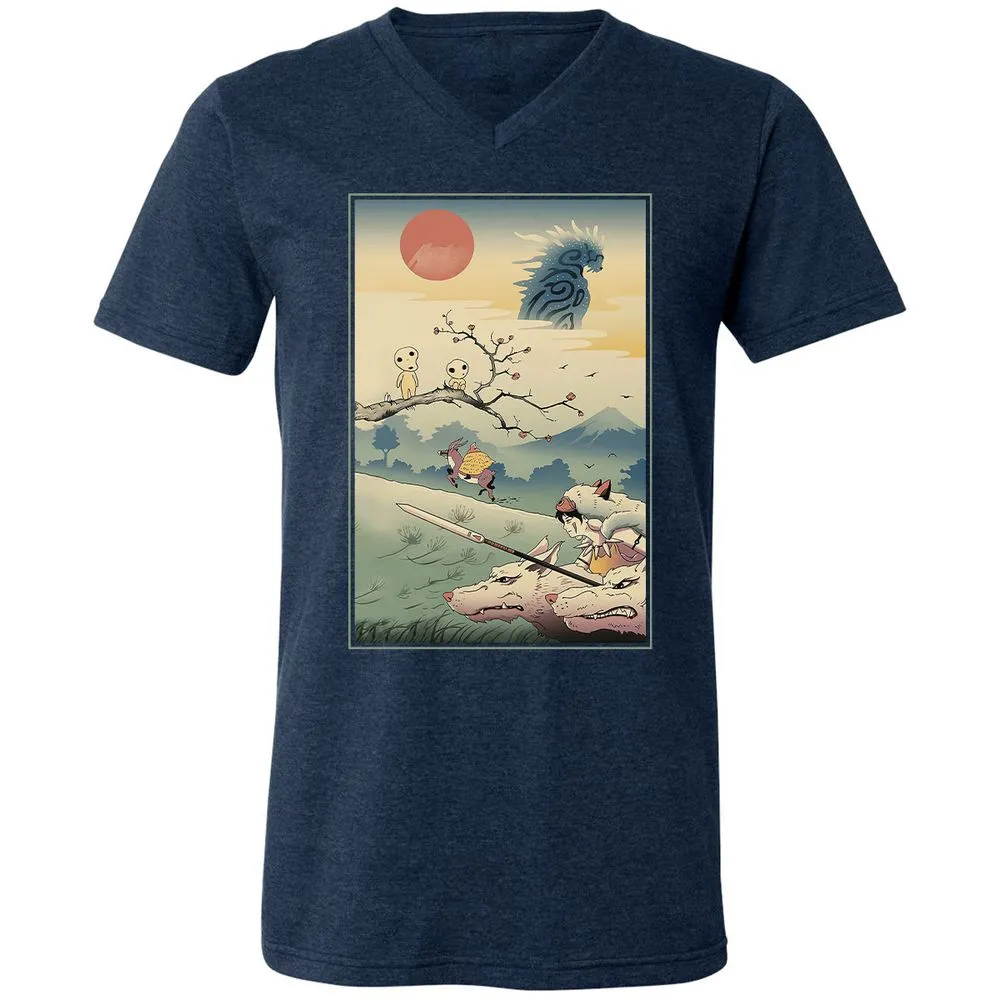 Unisex V-Neck T-Shirt - T5GTQ457 - Heather Navy - 15