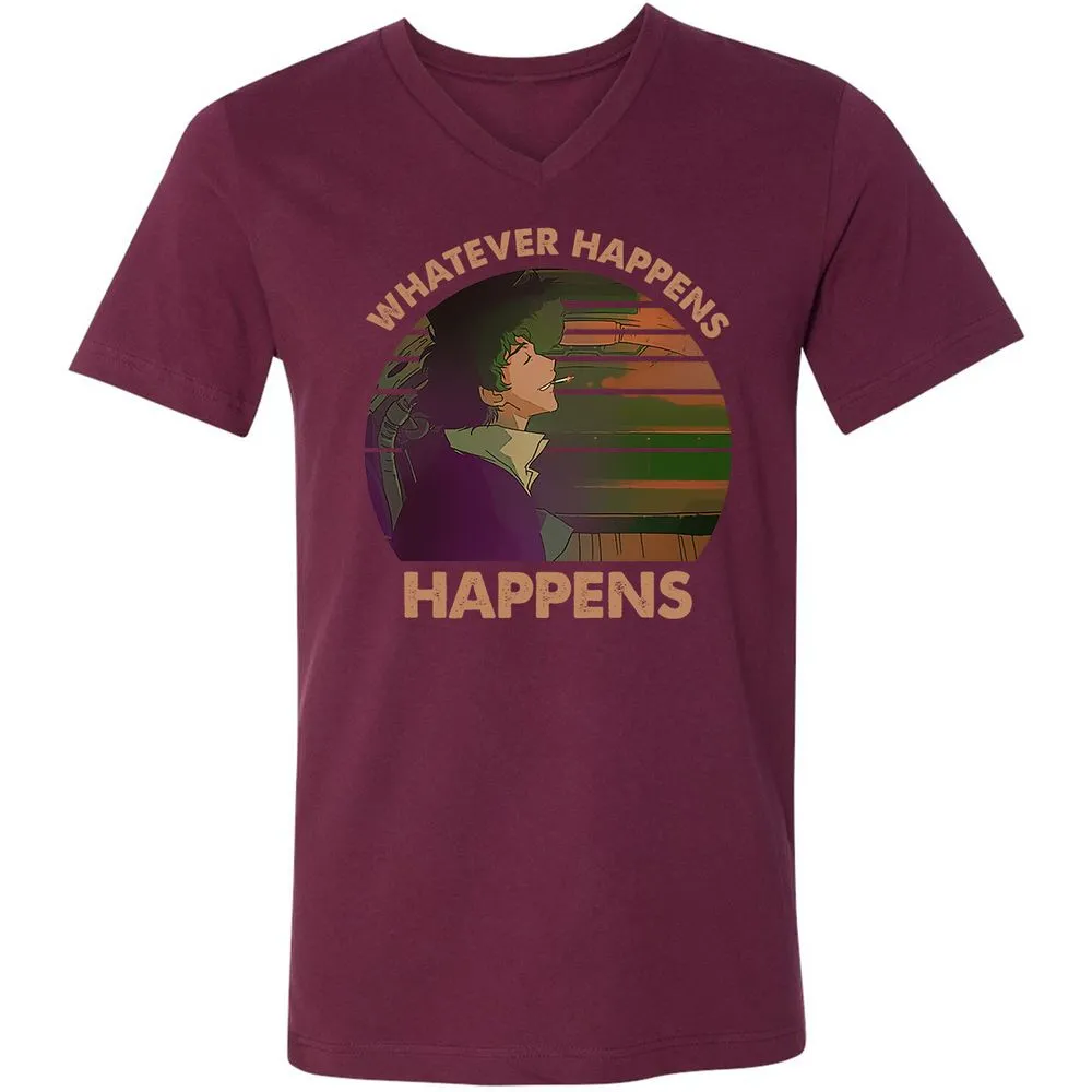 Unisex V-Neck T-Shirt - 4NBHQ3P2 - Maroon - 6