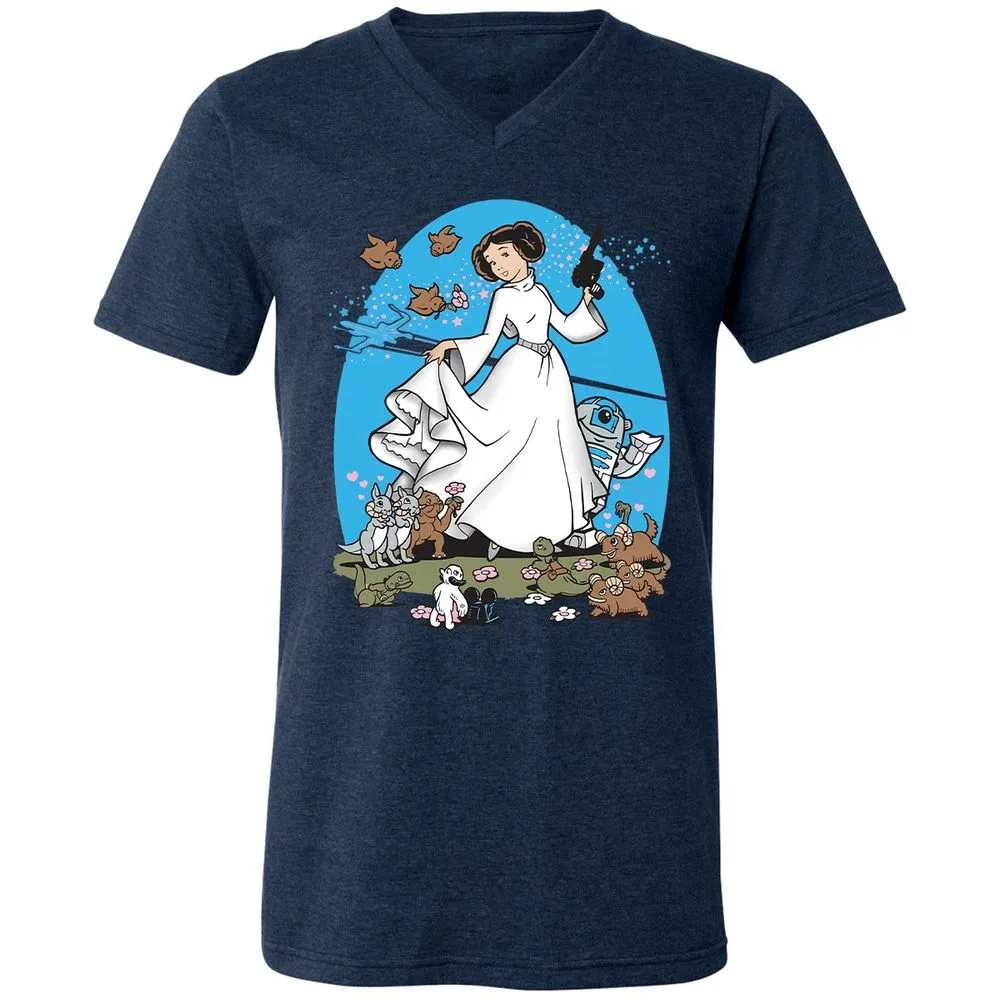 Unisex V-Neck T-Shirt - AZ8XDCDW - Heather Navy - 15