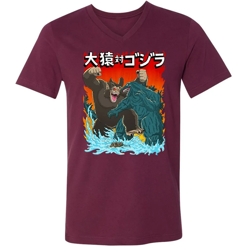 Unisex V-Neck T-Shirt - WSJERS43 - Maroon - 6