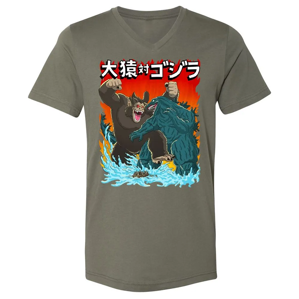 Unisex V-Neck T-Shirt - WSJERS43 - Military Green - 10