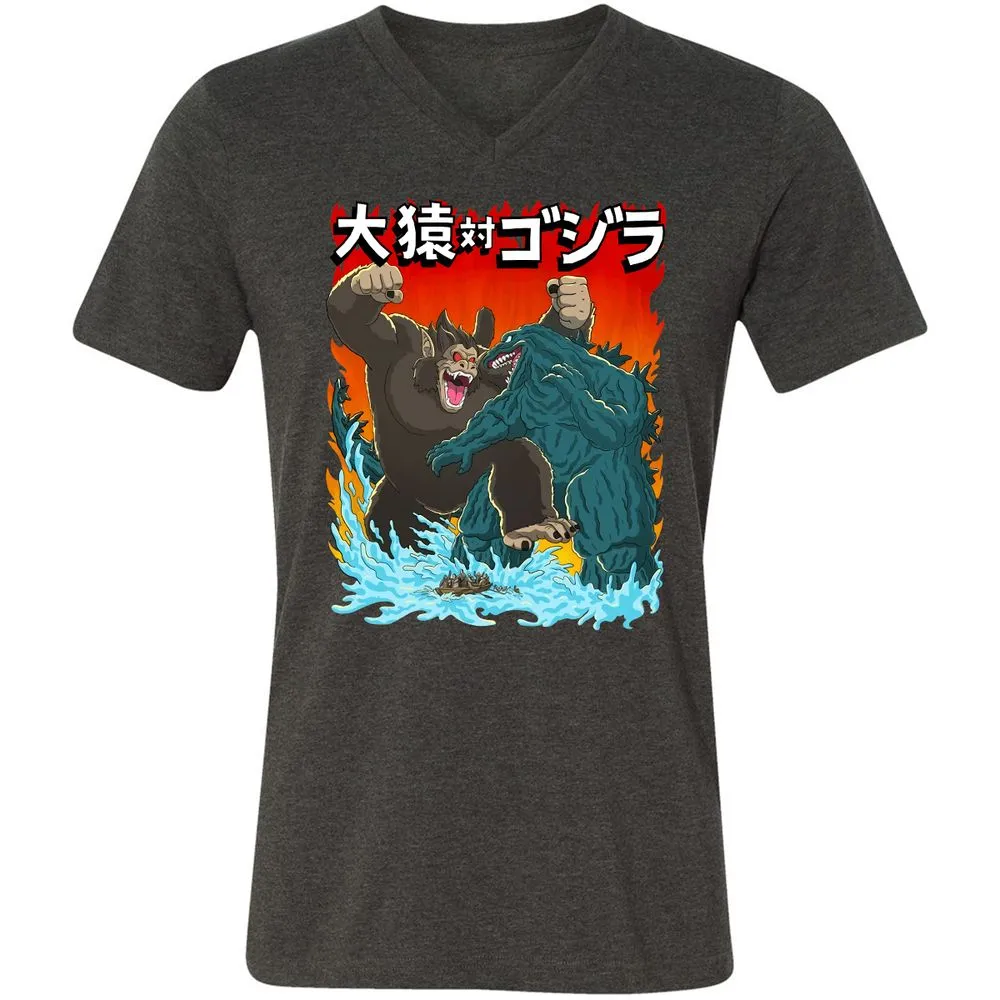 Unisex V-Neck T-Shirt - WSJERS43 - Dark Grey Heather - 8