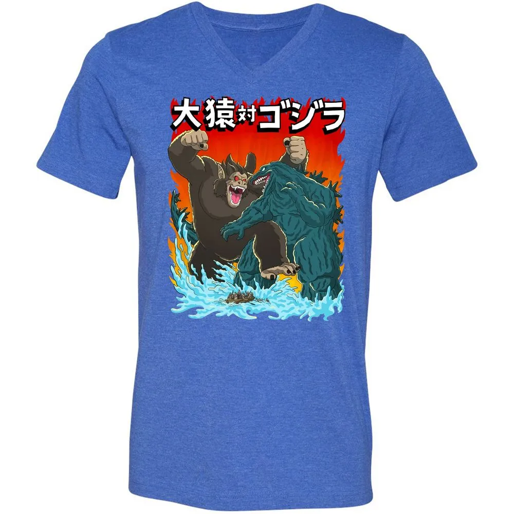 Unisex V-Neck T-Shirt - WSJERS43 - Heather True Royal - 14