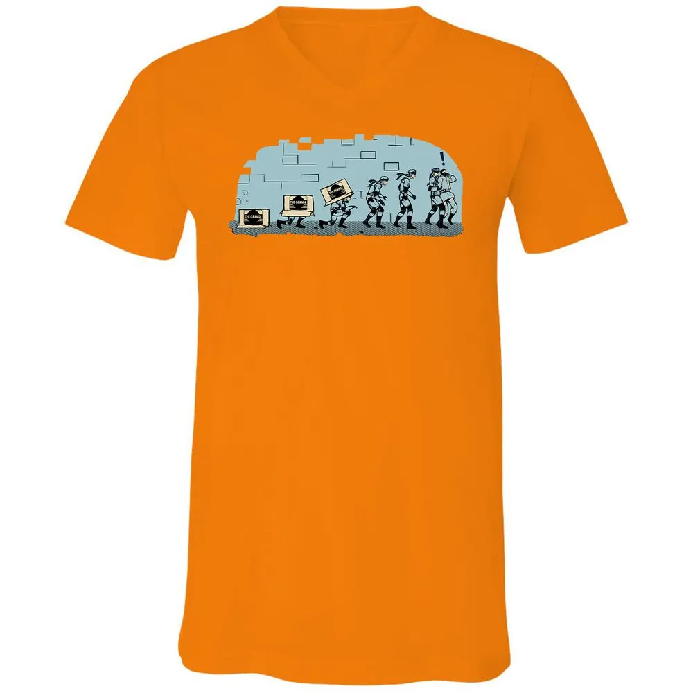 Unisex V-Neck T-Shirt - R16BXFC9 - Orange - 11