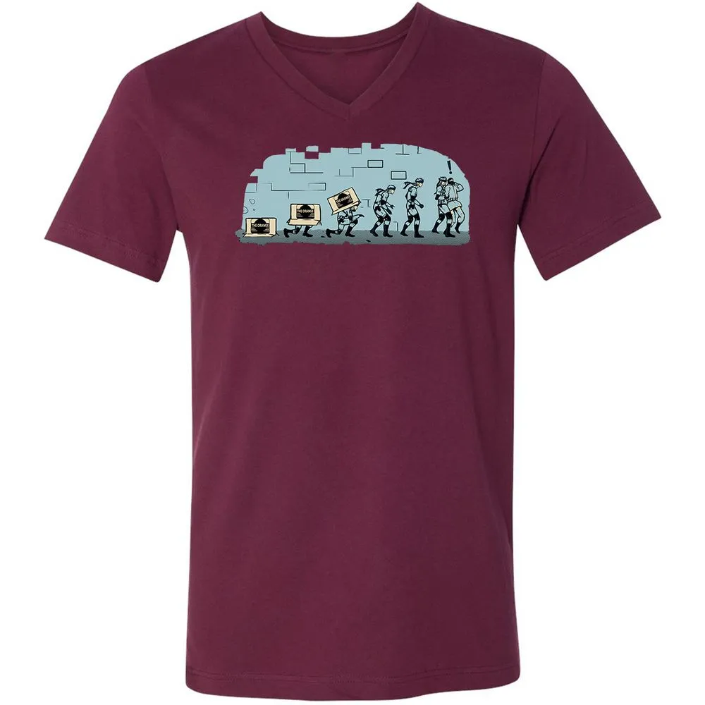 Unisex V-Neck T-Shirt - R16BXFC9 - Maroon - 6