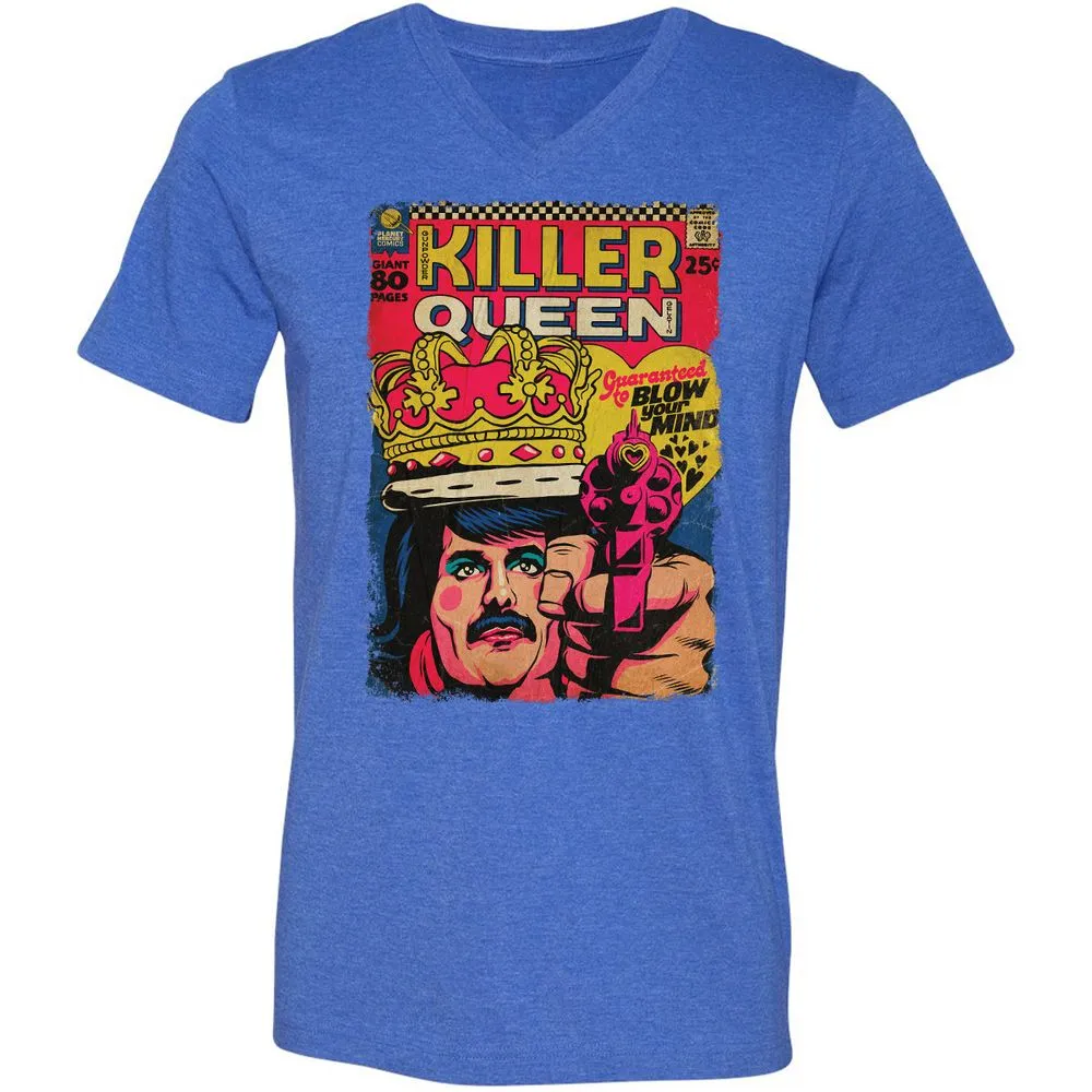 Unisex V-Neck T-Shirt - 919DA3VK - Heather True Royal - 14