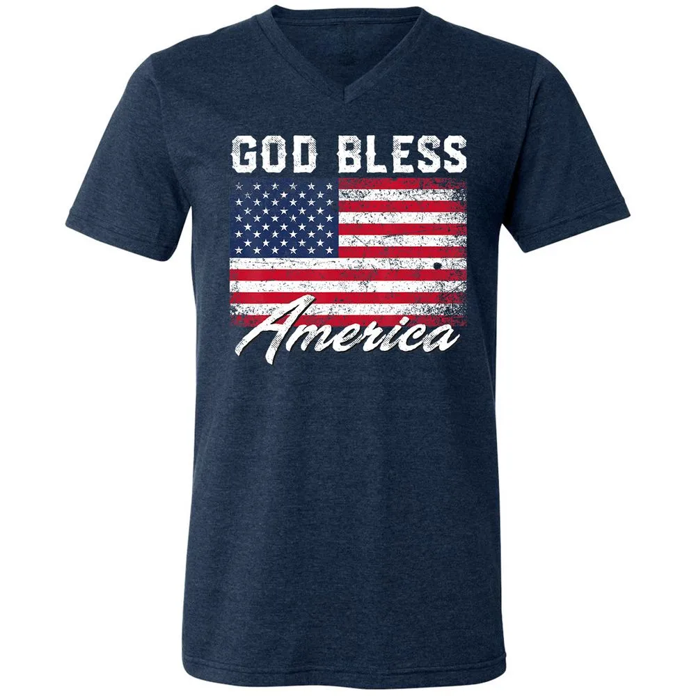 Unisex V-Neck T-Shirt - UFMRCDMY - Heather Navy - 15